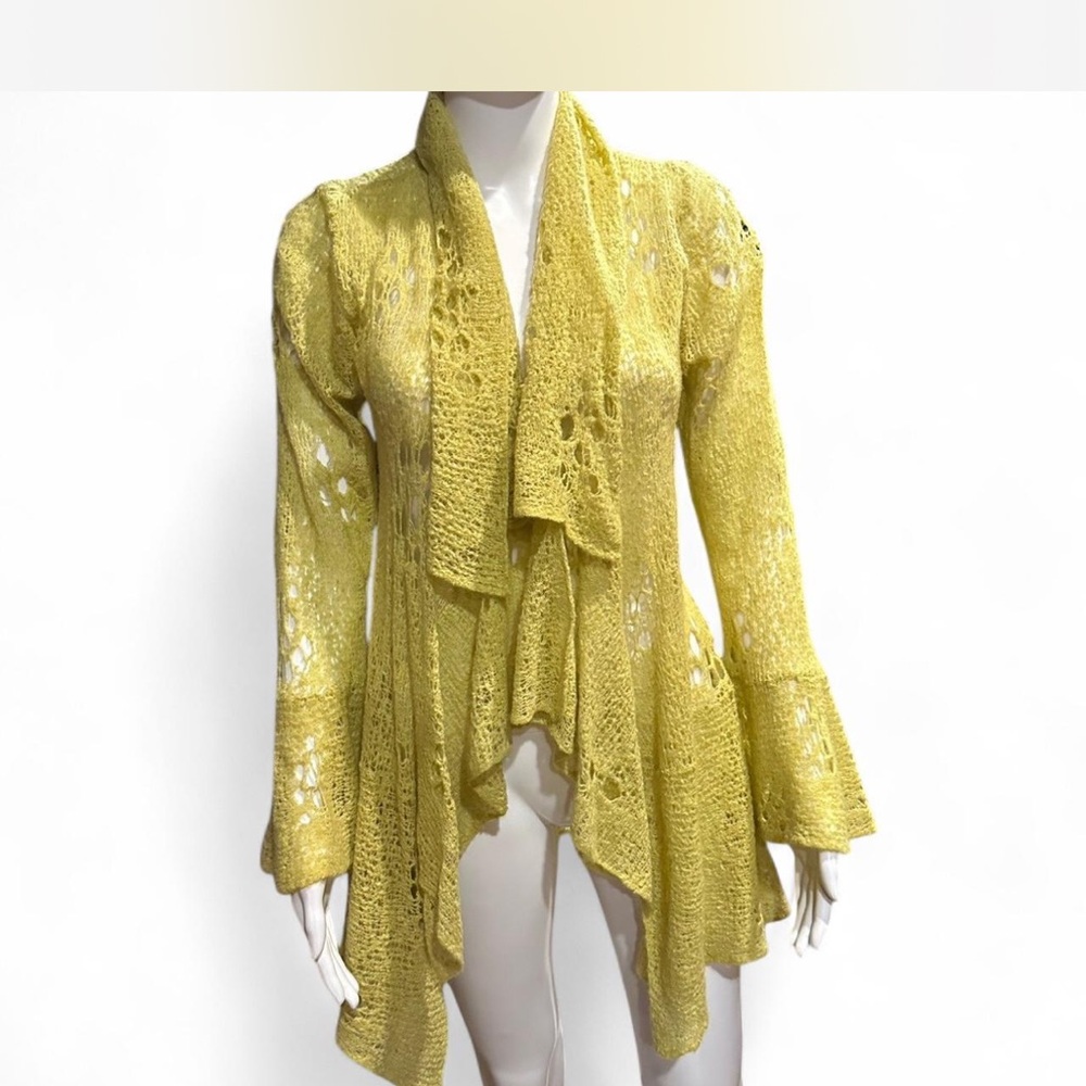 Casmari Asymmetrical Ruffled jacket with Long Bell Sleeves